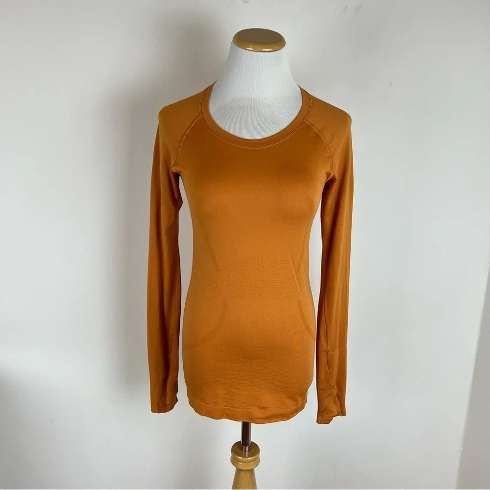 Lululemon Swifty Tech Long Sleeve Workout Top Orange Size 6